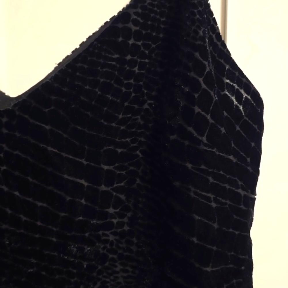 FRAME Cami Tank Top Women's Medium Black Straps Velvet Burnout Croc Witchy - Picture 5 of 11